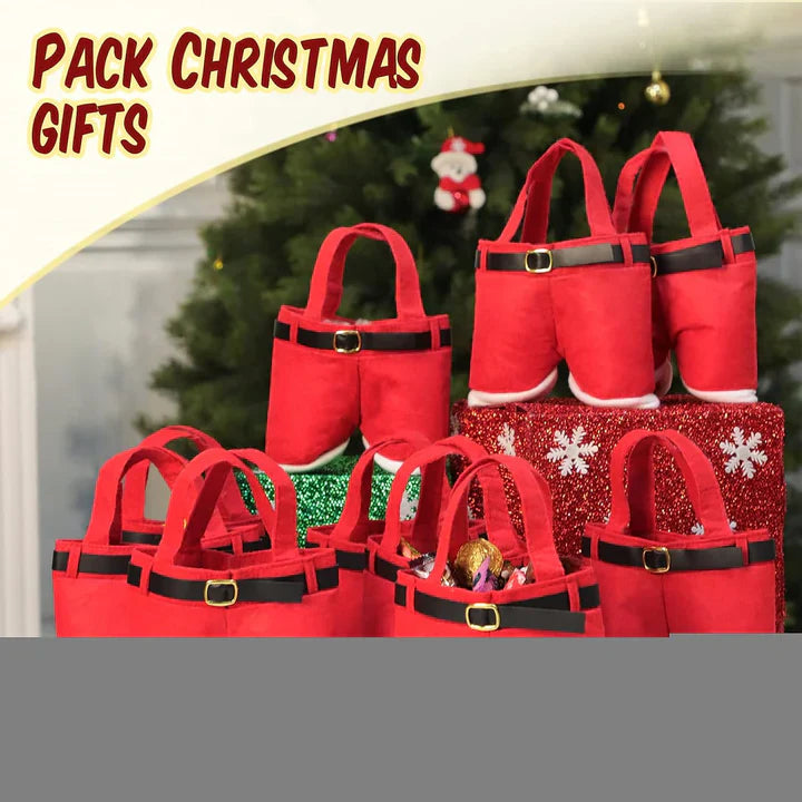 Tegeme 6 Pieces Christmas Candy Santa Pants Gifts Bags