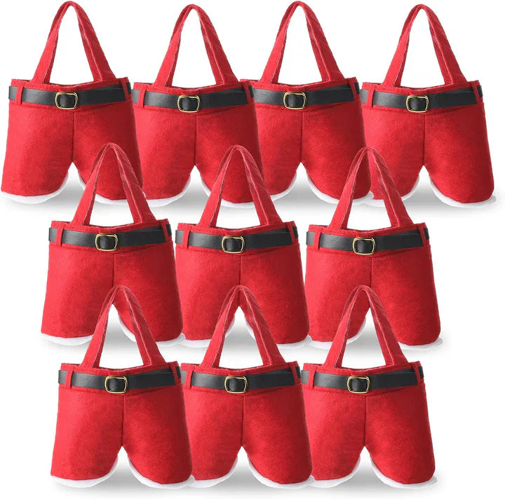 Tegeme 6 Pieces Christmas Candy Santa Pants Gifts Bags